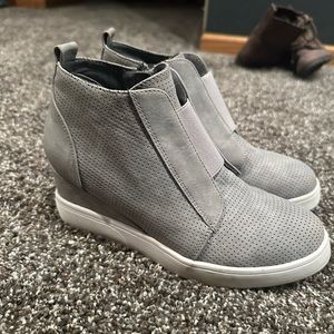 Gray Wedge Booties